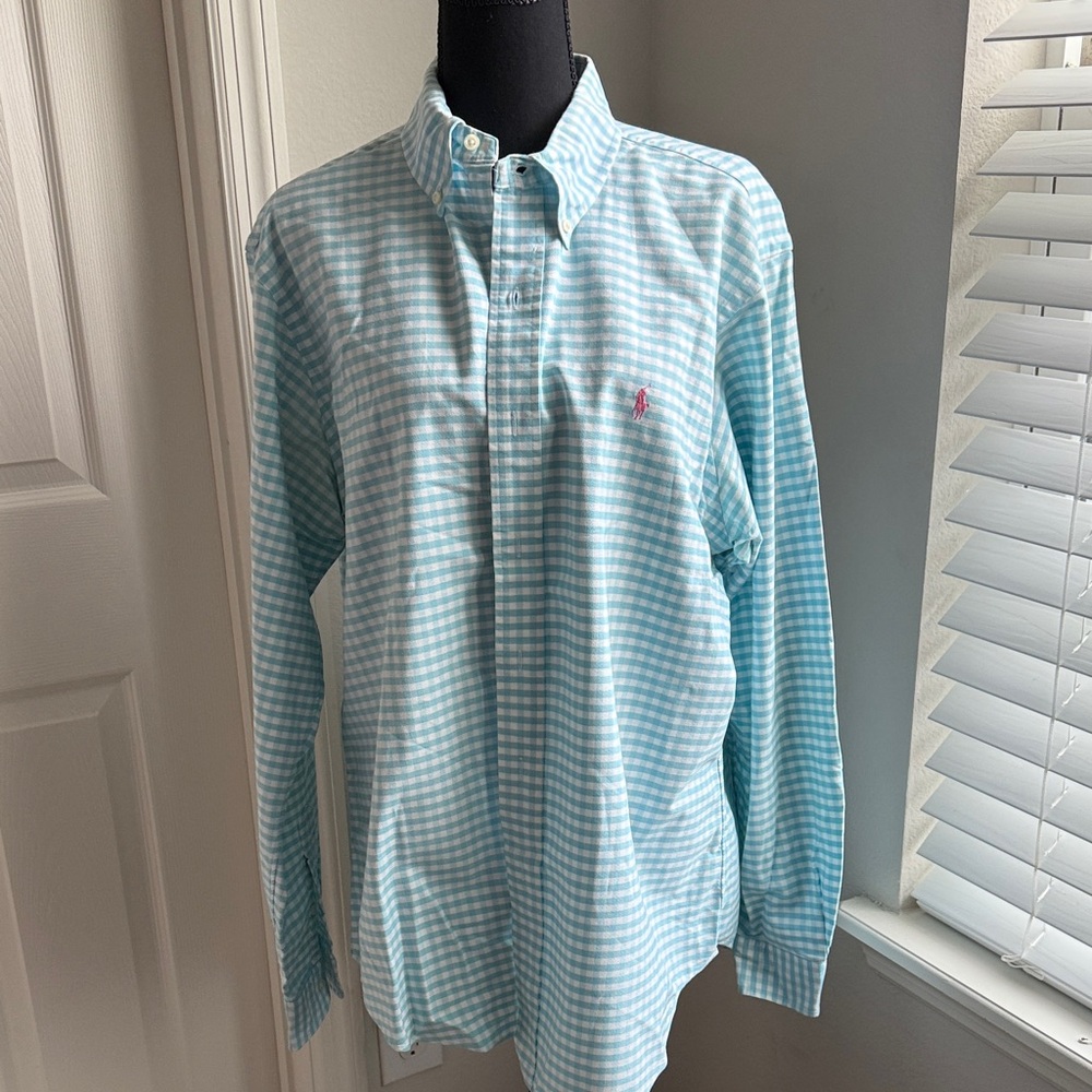 Ralph Lauren custom fit Sky Blue Checkered Men's Shirt